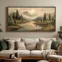 Extra Large Framed Landscape Mountain Wall Art for Living Room, 28x57 Inch