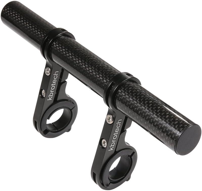 Bike Handlebar Extender Double Handlebar Extension Carbon Fiber Mount Holder with Aluminum Alloy Bracket Space Saver (DBlack)