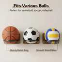 Set of 4 Basketball Holder Wall Mount - Basketball Wall Mount & Football Stand, Multi-Purpose Ball Holder for Bedroom/Living Room Sports Gear Storage, Basketball Stand for Home Room Decor (Charcoal Brown - 4-Packs)