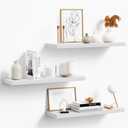 3-Pack 24" White Modern Wooden Floating Shelves, Wall Mounted, Set of 3, 6.7" W x 24" L x 1" H, 25lbs Load Capacity Each, Perfect for Bathroom, Kitchen, Living Room, Bedroom