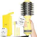 Portable Mini Travel Blow Dryer Brush for Women, Light Weight Dual Voltage 110V-120V/220V-240V Hot Air Brush with International Power Adaptor