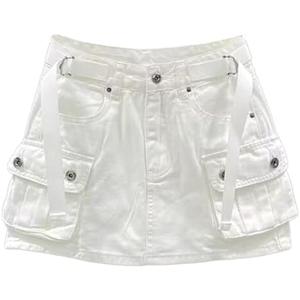 Kinghua Womens Mini Cargo Skirt Low Waist Y2k Short Denim Jean Skirt S