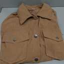 Sidefeel Womens Denim Shirt Button Down Long Sleeve Ruffled Edge Jean Blouses Tops (Large, Brown)