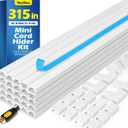 315in Cord Hider Kit, Cord Covers for Wires on Wall, Cord Hider for Wall Mount tv, tv Cable Hider Wall kit, Paintable Cable Raceway, Wire Covers for Cords, 20X L15.7in X W0.59in X H0.4in, White