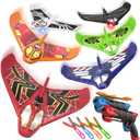 Fuwidvia 6 Pack Airplane Launcher Toys, LED Foam Airplane Toys for Kids, Outdoor Plane Flying Toys for Boys Girls Toys Age 3 4 5 6 7 8 9 10 11 12 Year Old boy Birthday Gift Ideas (Red&green&orange&blue&black&white)