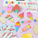 LARDUX 24pcs Ice Cream Party Favors Wood Painting Crafts - 8 Styles Ice Cream Shape Unfinished Woodchips Cutouts Craft Kits with Glow in The Dark Paint DIY Party Favors Birthday Party Decorations