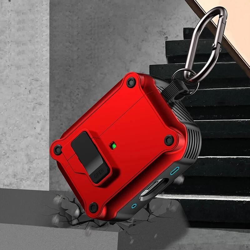 Compatible with AirPods Pro 3 Case,Magnetic Automatic Lock with Cleaning Kit,Compatible with Magsafe Cover, Black/Red