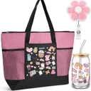 Dunzoom 3 Pcs Nurse Gifts for Women Rn Nurse Tote Bag 17oz Tumbler Badge Reel Appreciation Gifts Set for Nurses Female Coworkers Office Obgyn Emergency Student Gynecologist Cna