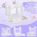 FINCOME White Bounce House, Inflatable Bounce Castle with Double Slide Ball Pit 370W Blower Bouncer for Toddler, Bounce House Bouncy Castle for Indoor Outdoor Backyard Wedding Kids Birthday Party