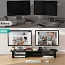 WALI 42 inch Large Wood Dual Monitor Stand Riser with Storage, up to 88lbs