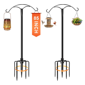 85 Inch Shepherds Hooks for Outdoor,Heavy Duty Shepherds Hooks for Outdoor with 5 Prong Base, Adjustable Stand Hanger for Garden Plant, Hummingbird Feeder, Lantern, Hanging Wedding Decor (2 Pack)
