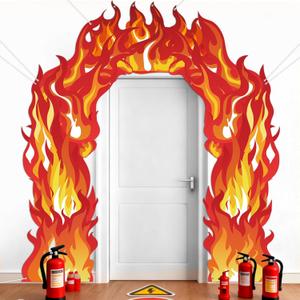 3Pcs Fire Flame Porch Banners Fire Birthday Party Decorations Flame Hanging Door Cover Banner Firefighter Porch Signs Backdrop for Pentecost Decor Firetruck Rescue Camping Photo Booth Prop Favors