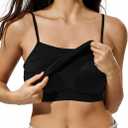ZeroBound Camisole Built in Shelf Bra Tank Top - Basic Square Neck Halter Tops for Women, Spaghetti Strap Cami Tank Tops (Black)