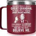 2 x Grandma Mothers Day Gift for Grandma from Grandson Granddaughter Grandkids - Best Great Grandmas Mug Gifts, Funny Birthday Presents for Grandmother, 14 OZ Stainless Steel Insulated Coffee Mug Cup