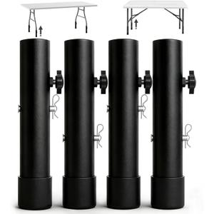 Table Legs Extensions for Straight/Bent Folding Tables, Metal Folding Table Leg Extenders, Rubber Base for More Stability, 2-Level Height Adjustable Furniture Risers (3.6"/ 5.2"(4 Pack))