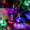 2 Pcs Christmas Bulbs String Lights 6.6ft 10 LED Snow Globe Lamp Spherical Lights with Tree Snowman Candy Santa Claus Gift Box for Bedroom Table Party Battery Operated (Colorful Light)