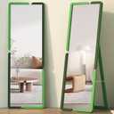 Vlsrka Full Length Mirror with Stand, 63"x20" Floor Full Body, Stand Up Big for Bedroom, Simple Modern Large & Long Full Size with Wood Frame (Light Dark Green)