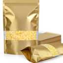 FireKylin 100 Pack Smell Proof Bags, Resealable Bags with Matte Window, Foil Pouch Stand Up Sealable Bags for Packaging(Gold,3.5" x 5.1")