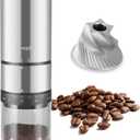 Mongdio Portable Electric Coffee Bean Grinder with 38 Adjustable Settings, Electric Burr Coffee Grinder Stainless Steel Core, For Traveling, Camping, Office, Silver