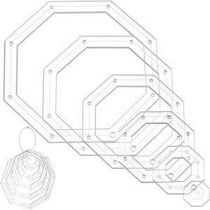 NBEADS 6 Pcs 6 Sizes Transparent Acrylic Sewing Template, Acrylic Quilting Rulers Octagon Template with Iron Binder Rings for Sewing Patchwork Crafts, Hole: 3.5mm