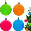 Christmas Ball Ornaments Neon Color Shatterproof Christmas Tree Ornaments Ball Set, Plastic Holiday Tree Decorations (4 Pcs, 3.94 Inch)
