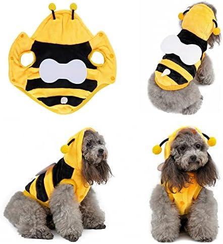Yoption Dog Cat Bee Costumes, Pet Halloween Christmas Cosplay Dress Hoodie Funny Outfits Clothes for Puppy Dogs Kitten (M)