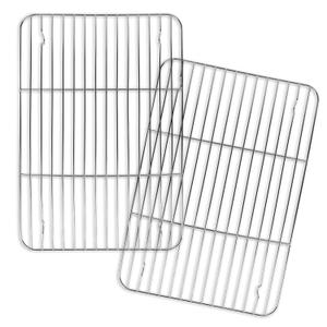 Cooling Racks for Cooking and Baking, Set of 2 Square Wire Racks Small Cookie Baking Rack 17 x 11 for Cooking Baking Roasting Grilling Drying, Oven & Dishwasher Safe 100%