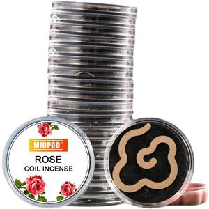 Miupoo Rose Coils Incense, Each Cloud Shaped Coil Incense Comes with A Outdoor Travel Portable Incense Rack, Pack of 20 Pieces Rose Coils, One Coil Incense Burn for Approxi Aroma 1 Hour