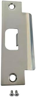 QCAA Steel Extended Lip Door Strike Plate, Latch D Hole, with Lip, 4-7/8" x 1-1/4", Nickel, 1 Pack, Made in Taiwan