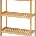 Bamboo Bathroom Shelf, Stand Utility Storage Shelf Multifunctional Bathroom Kitchen Living Room Holder Plant Flower Stand (3-Tier)