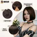 BECUS Hair Toppers for Women with Thinning Hair, Dark Brown Topper Bob Clip-In Hairpiece, 360 Full Coverage for Daily Wear(Dark Brown Bob)