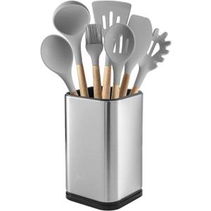Stainless Steel Kitchen Utensil Holder, Kitchen Caddy, Utensil Organizer, Modern Rectangular Design, 6.7 by 4 (utensils not included)