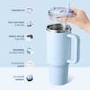 COKTIK 40 oz Tumbler With Handle and Straw, Insulated Tumbler With Leakproof Lids, Stainless Steel|BPA-Free, Cold for 24 H (Silent Sky)