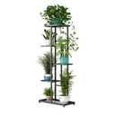 LINZINAR Plant Stand Indoor Outdoor Metal 5 Tier 6 Potted Multiple Flower Pot Holder Shelf Planter Display Shelving Unit for Patio Garden Corner Balcony Living Room (5 Tier 6 Potted, Dark Grey)