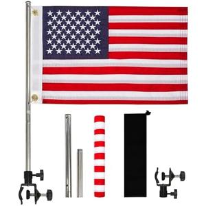 American Boat Flag Pole Kits Marine 12"x18", Stainless Steel Boat Flag Pole with 1x Storage Bag, Adjustable Flagpole Holder with 50 Embroidered Stars American Flag Boat Accessories American Boat Flag Pole Kits Marine 12"x18", Stainless Steel Boat Flag Pole with 1x Storage Bag, Adjustable Flagpole Holder with 50 Embroidered Stars American Flag Boat Accessories