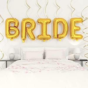HOUSE OF PARTY Bride Balloon - 40'' Foil Balloons for Wedding Bridal Shower Engagement Party Decor - Bachelorette Party Supplies for Bride-to-Be! - Gold, 2 Pack
