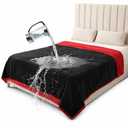 Bedding Aid King Size Waterproof Blanket – Spill-Proof, Water-Resistant Flannel Blanket for Bed, Couch, Kids & Pets Protection, Reversible Cozy Design (Passion Red & Midnight Black, 90x108)