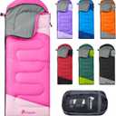 PTEROMY Sleeping Bags for Adults, Lightweight Water Resistant Backpacking Camping Sleeping Bag for Warm Cold Weather, Camping Essentials for Hiking Outdoor Travel (Pink)