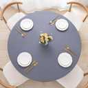 UMINEUX Round Fitted PEVA Vinyl Tablecloth with Elastic Edged & Flannel Backing, Waterproof Wipeable Round Table Cover for Indoor Outdoor Patio Use - Fits Tables up to 45"-56" Dia. (Gray)