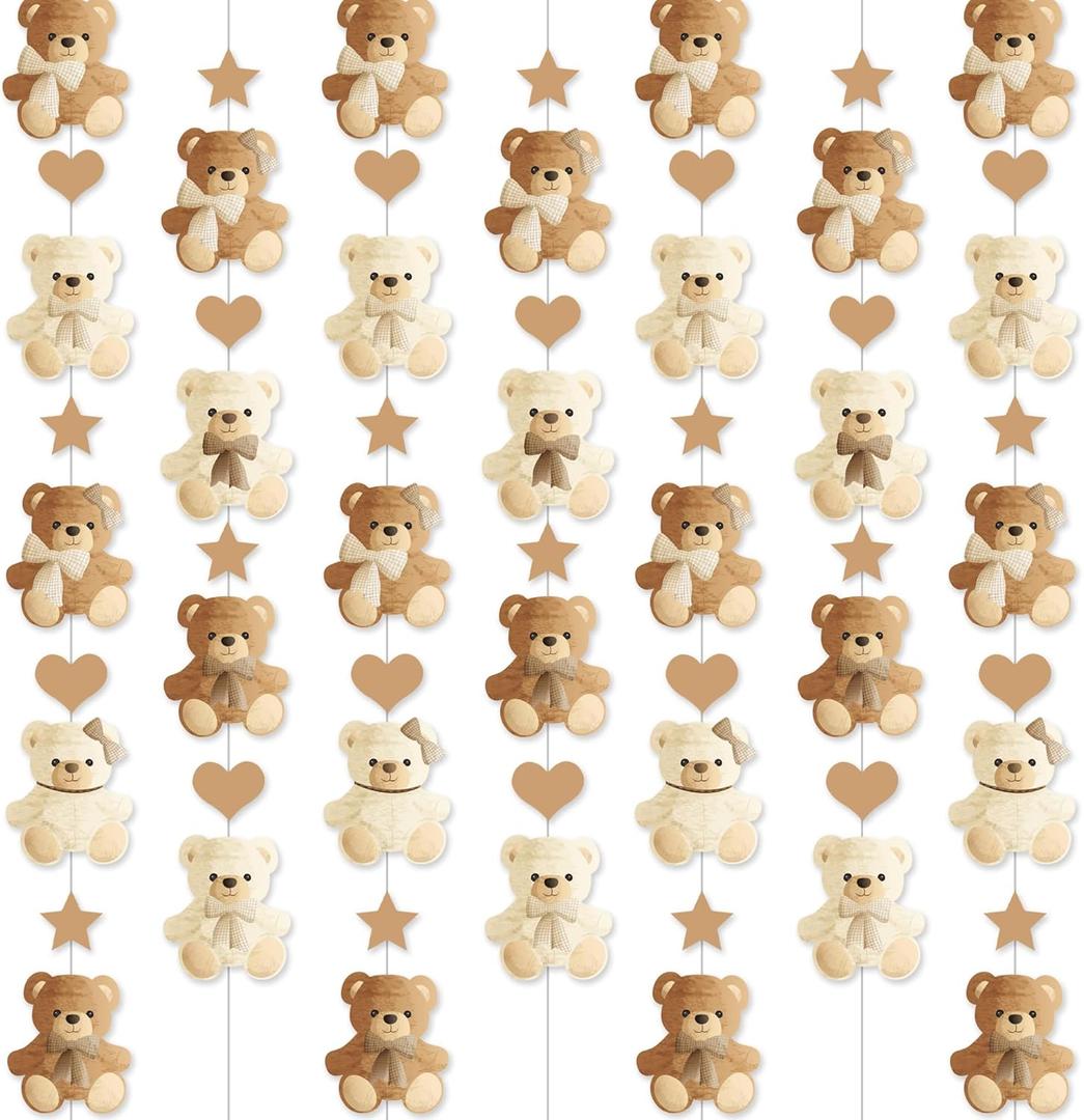 Brown Bear Birthday Party Decorations 8PCS Teddy Bear Garland banner Bear Baby Shower Supplies Bearly Wait Gender Reveal Hanging Cutout Garlands for Birthday Wedding Party Decor