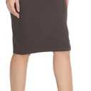 Urban CoCo Women's Elastic Waist Stretch Bodycon Midi Pencil Skirt (Medium, Brown)