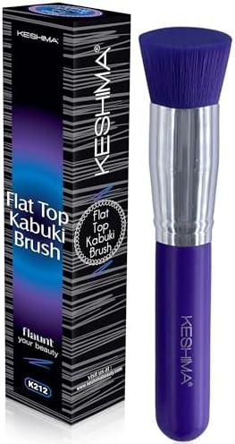 Keshima Foundation Brush Flat Top Kabuki - Premium Foundation Brush for Liquid Makeup, Cream, and Powder - Buffing, Blending, and Face (Regular Size, Neon Purple)