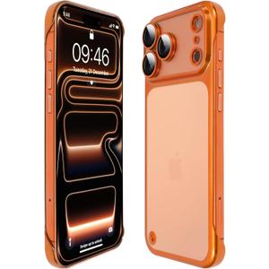aidvaia Phone Case, Compatible with iPhone 17 Pro, Sandblasting Design Frameless Case, with Camera Lens Protection. (Transparent orange)