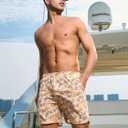NORTHYARD Mens Swim Trunks 5" Beach Swim Shorts Quick Dry Bathing Suit with Mesh Liner Packable (Beige, L)
