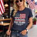 250 Anniversary USA Shirt Women 250th Anniversary USA Shirt Patriotic 250 Years American Flag Tshirt (Blue, XL)