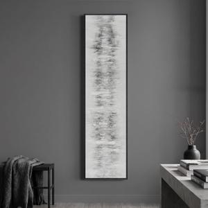 Framed Long Narrow Black and White Abstract Vertical Wall Art, 14x56 Inch