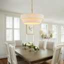20Hand Woven Rattan Chandelier Boho Pendant Light Adjustable Coastal Pendant Light for Kitchen Island Dining Living Room, White, UL Listed