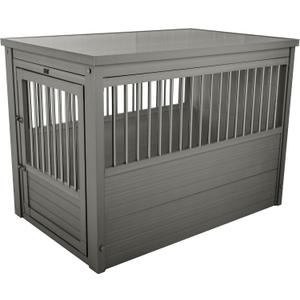 New Age Pet ECOFLEX InnPlace Dog Crate & End Table, Indoor Furniture Style Pet Kennel for Small, Medium, Large & XL Dogs, Durable Composite, Grey, X-Large (42.6"L x 27.6"W x 30.9"H)