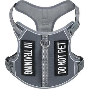 Light Dog Harness for Small Sized Dog Breeds, No-Pull Pet Harness with 2 Leash Clips, Adjustable Soft Padded Dog Vest, Reflective Pet Oxford Vest, Puggle, Terriers, Beagle, Gray, Small