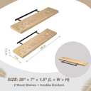 Lufia Floating Wall Shelves, Set of 2, MDF with Invisible Brackets, Modern Storage for Bedroom, Bathroom, Living Room, Kitchen (Oak, 28" W x 7" D x 1.5" H)